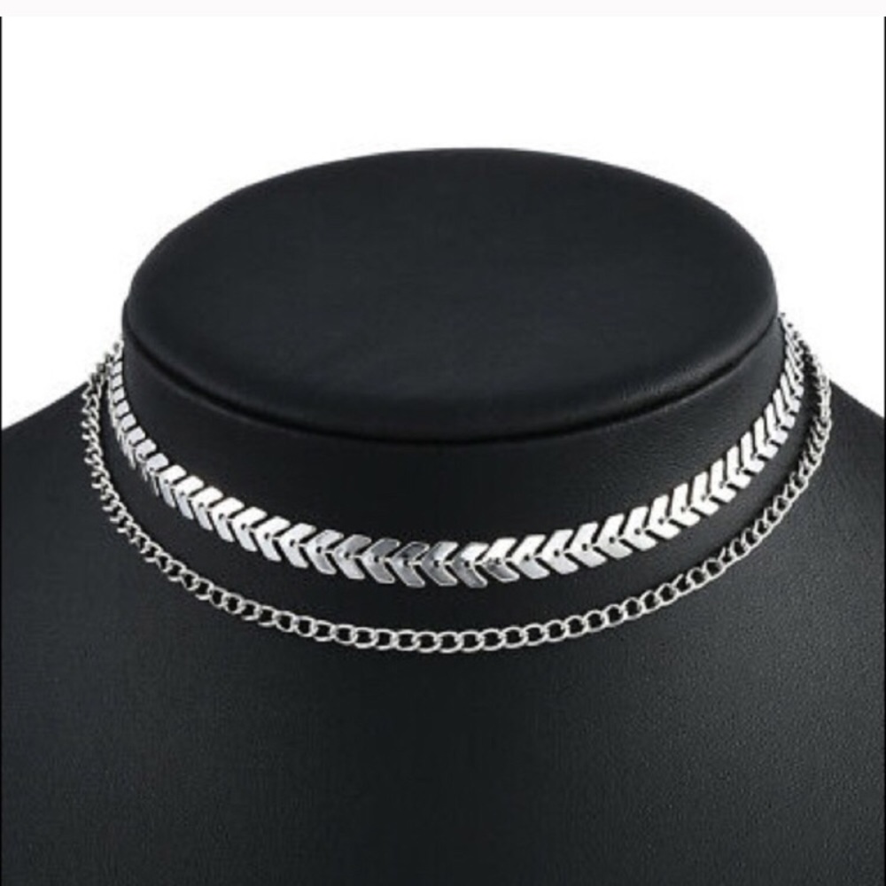 Boho Chevron Layered Choker Necklace - Picture 2 of 3